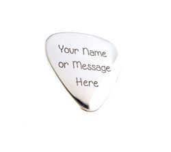 Guitar Pick – Custom Any Message – Personalized Stainless Steel Guitar Pick