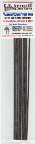 Mandolin/Ukelele/Dulcimer Fret Wire – Narrow/Lower Nickel Silver – Six Feet