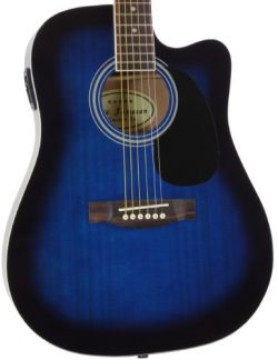 Jameson Guitars Full Size Thinline Acoustic Electric Guitar with Free Gig Bag Case & Picks B ...