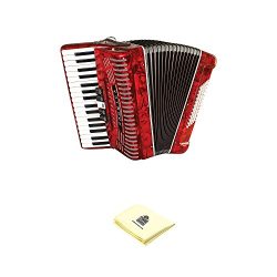 Hohner Accordion 1305-RED 97 Key 72 Bass Style Keyboard Piano Accordion in Red Bundle with Zorro ...