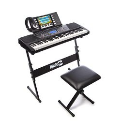 RockJam 61-Key Electronic Keyboard SuperKit with Stand, Stool, Headphones & Power Supply