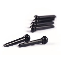 6PCS Acoustic Guitar ABS Plastic Bridge Pins, Black With White Dot