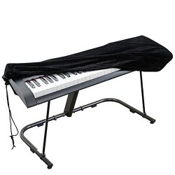 Piano Keyboard Cover, Stretchable Velvet Dust Cover with Adjustable Elastic Cord and Locking Cla ...