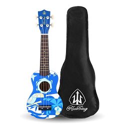 Honsing Soprano Ukulele With Gig Bag New Basswood Soprano Uke Hawaii kids Guitar 21″- Blue ...