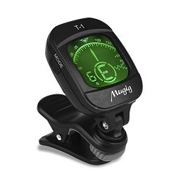 Mugig Tuner Clip-on Tuner for Guitar, Ukulele, Bass, Violin, Chromatic Tuning,Large Clear Colorf ...