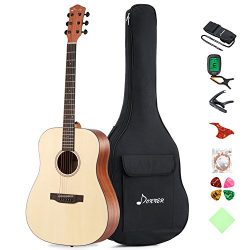 Donner DAG-1 Beginner Acoustic Guitar Full-size,41” Dreadnought Spruce Guitar Package with ...