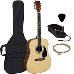 Acoustic Guitar 41″ Full Size Natural Includes Guitar Case, Strap and More