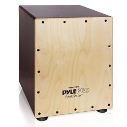 Pyle Stringed Birch Wood Compact Acoustic Jam Cajon – Wooden Hand Drum Percussion Box with ...