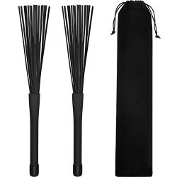 Pangda 1 Pair Drum Brushes Retractable Nylon Drum Brushes Cajon Brush Percussion Drumbrushes Sti ...