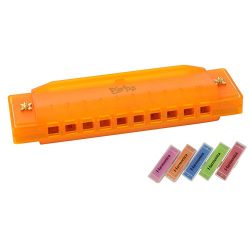 Kids Harmonica 10-Hole Music Creation Pro Colorful Translucent Tuned Educational Mouth Organ wit ...