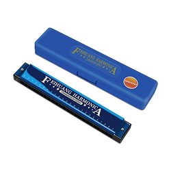 Harmonica ,Key of C,24 Holes Musical Instrument Accessories Blue Color with case