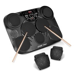 PylePro Portable Drums, Tabletop Drum Set, 7 Pad Digital Drum Kit, Touch Sensitivity, Wireless E ...