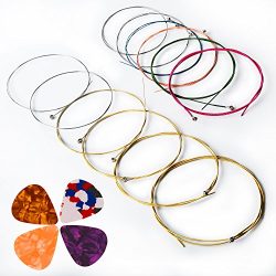 Acoustic Guitar Strings, Kinbom 2 Sets of 6 Medium Guitar Strings, 1 Gold and Silver Pack with 1 ...