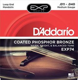 D’Addario EXP74 Coated Phosphor Bronze Mandolin Strings, Medium, 11-40