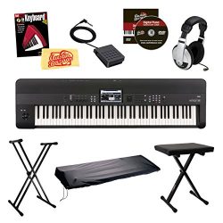 Korg KROME88 Music Workstation Keyboard/Synthesizer 88-Key Bundle with Bench, Keyboard Stand, Du ...