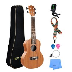 Professional Concert Ukulele Kit Mahogany HUAWIND Uke Starter Kit Hawaiian Ukulele Beginner Kit  ...