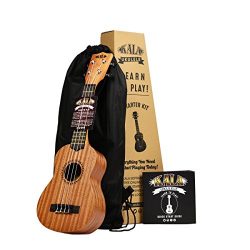 Official Kala Learn to Play Ukulele Starter Kit, Light Mahogany – Includes online lessons, tuner ...