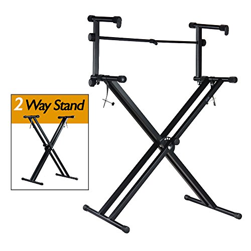 PARTYSAVING Pro Series Portable 2 Tier Doubled Keyboard Stand with Locking Straps APL1158, Two-Tier
