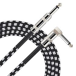 Xcords Guitar Instrument Cable, 10ft 1/4 Inch Straight to Right Angle Nylon Braided Hi-Fi Sound  ...