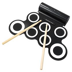 Electronic Drum Set, iWord Hand Roll Up Drum Pad Portable Rechargeable Drum Kit with Headphone J ...