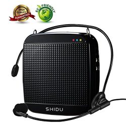 Voice Amplifier,SHIDU Mini Voice Amplifier with Wired Microphone Headset 18W Portable Personal S ...