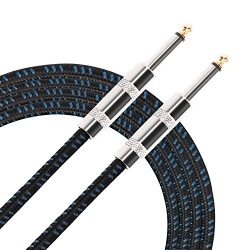 Donner Guitar Cable 10 ft, Premium Electric Instrument Bass Cable AMP Cord 1/4 Straight Black Blue