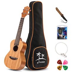 Donner Concert Ukulele Mahogany DUC-1 23 inch with Ukulele Set Strap Nylon String Tuner