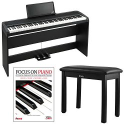 Korg B1SP 88 Weighted Key Digital Piano w/ Stand Three Pedal Board and Knox Bench