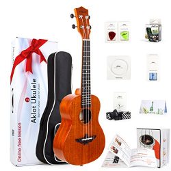 Ukulele Solid Mahogany 23 Inch Concert Uke With Free Online Course 8 Packs Beginner Starter Kit  ...