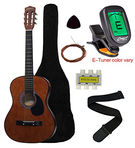 Crescent MG38-CF 38″ Acoustic Guitar Starter Package, COFFEE (Includes CrescentTM Digital ...