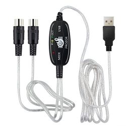Proster USB to MIDI cable 6Ft 2M USB to Midi In-Out Converter Music Keyboard Piano to PC Laptop  ...