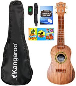 22.5″ Ukulele with Electronic Tuner, Strap, Picks, Carrying Case & Songbook