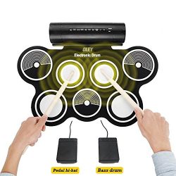 Portable Electronic Drum Kit, OLEY Digital Foldable Roll-Up Drum Pad Set Instruments Built in Sp ...