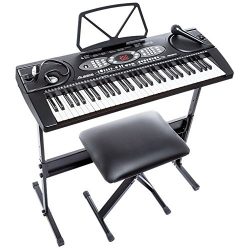 Alesis Melody 61 Beginner Bundle | 61-Key Portable Keyboard with Stand, Bench, Headphones, and M ...