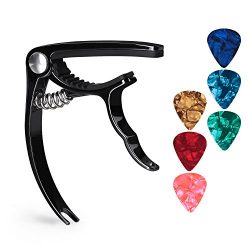 Guitar Capo Guitar Accessories Trigger Capo with 6 Free Guitar Picks for Acoustic and Electric G ...