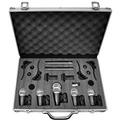 Pyle Pro 7-Piece Wired Dynamic Drum Mic Kit – Kick Bass, Tom / Snare & Cymbals Microph ...