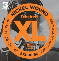 D’Addario EXL110-3D Nickel Wound Electric Guitar Strings, Regular Light, 10-46, 3 Sets