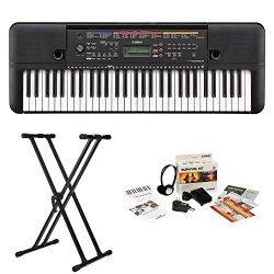 Yamaha PSRE263 61-Key Portable Keyboard with Knox Stand and Survivalkit (Includes Power Supply a ...