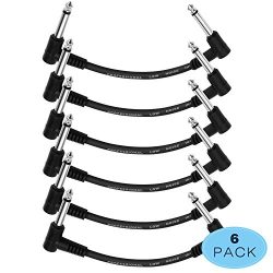 Donner 6 Inch Guitar Patch Cable Black Guitar Effect Pedal Cables (6-pack)