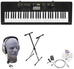 Casio Inc. CTK2400 EPA 61-Key Premium Keyboard Package with Samson HP30 Headphones, Stand, Power ...