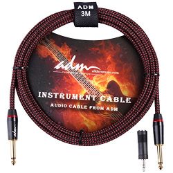 ADM 10FT 3M Straight to Straight Noiseless Musical Instruments Electric Guitar & Bass Cable, ...