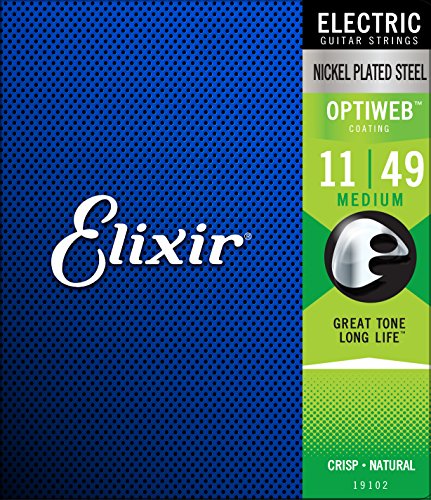 Elixir Strings 19102 Coated Nickel Electric Guitar Strings, Medium (.011-.049)