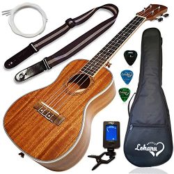 Ukulele Concert Size Bundle From Lohanu (LU-C) 2 Strap Pins Installed FREE Uke Strap Case Tuner  ...