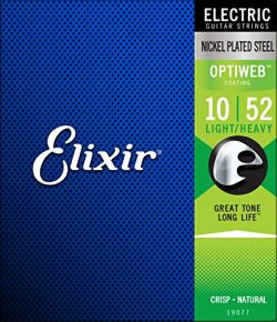 Elixir Strings 19077 Electric Guitar With Optiweb Coating, Light/Heavy (.010-.052)