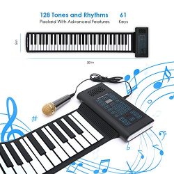 Folding Portable Keyboard Piano Roll Up | 61Keys | Music Gifts for Women Men Girl Boys Kids | Ed ...