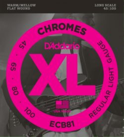 D’Addario ECB81 Chromes Bass Guitar Strings, Light, 45-100, Long Scale