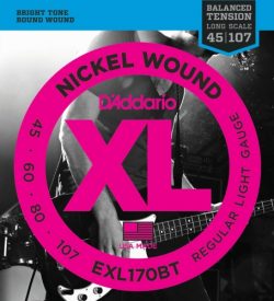 D’Addario EXL170BT Nickel Wound Bass Guitar Strings, Balanced Tension Light, 45-107