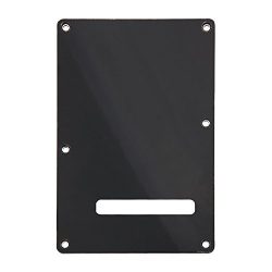 Kmise A5083 1 Piece Black 3-Ply Back Plate Tremolo Cavity Cover for Fender Strat Guitar Replacement