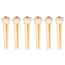 6PCS Acoustic Guitar ABS Plastic Bridge Pins, Ivory With Black Dot