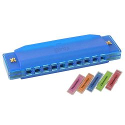 Kids Harmonica 10-Hole Music Creation Pro Harmonica Colorful Translucent Tuned Educational Mouth ...